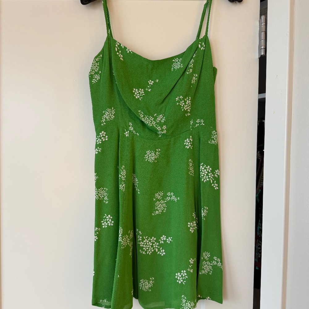 Reformation Green and White Flowers Stacey Mini dress - Size 0